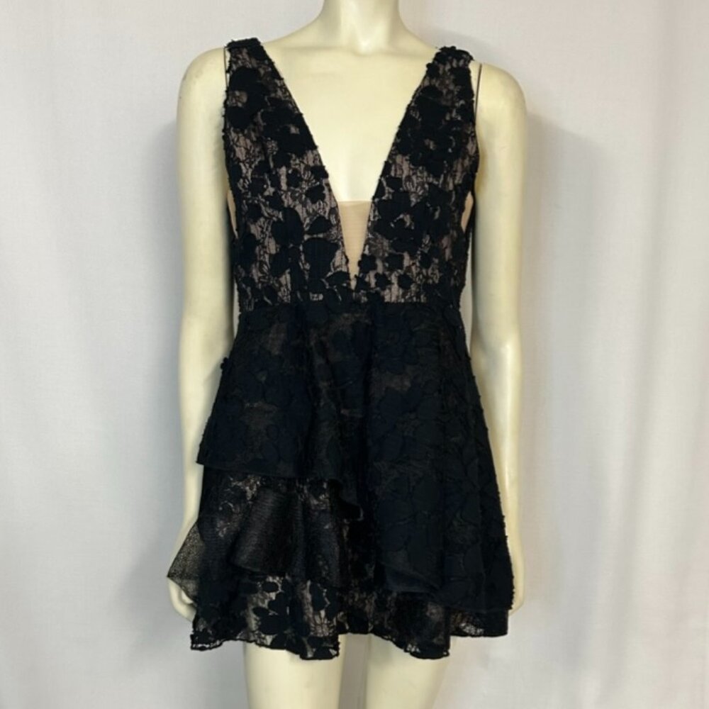 Alex Perry black lace mini dress